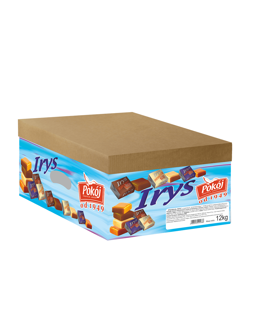 Cukierki Irys w opakowaniu zbiorczym karton Spółdzielnia POKÓJ